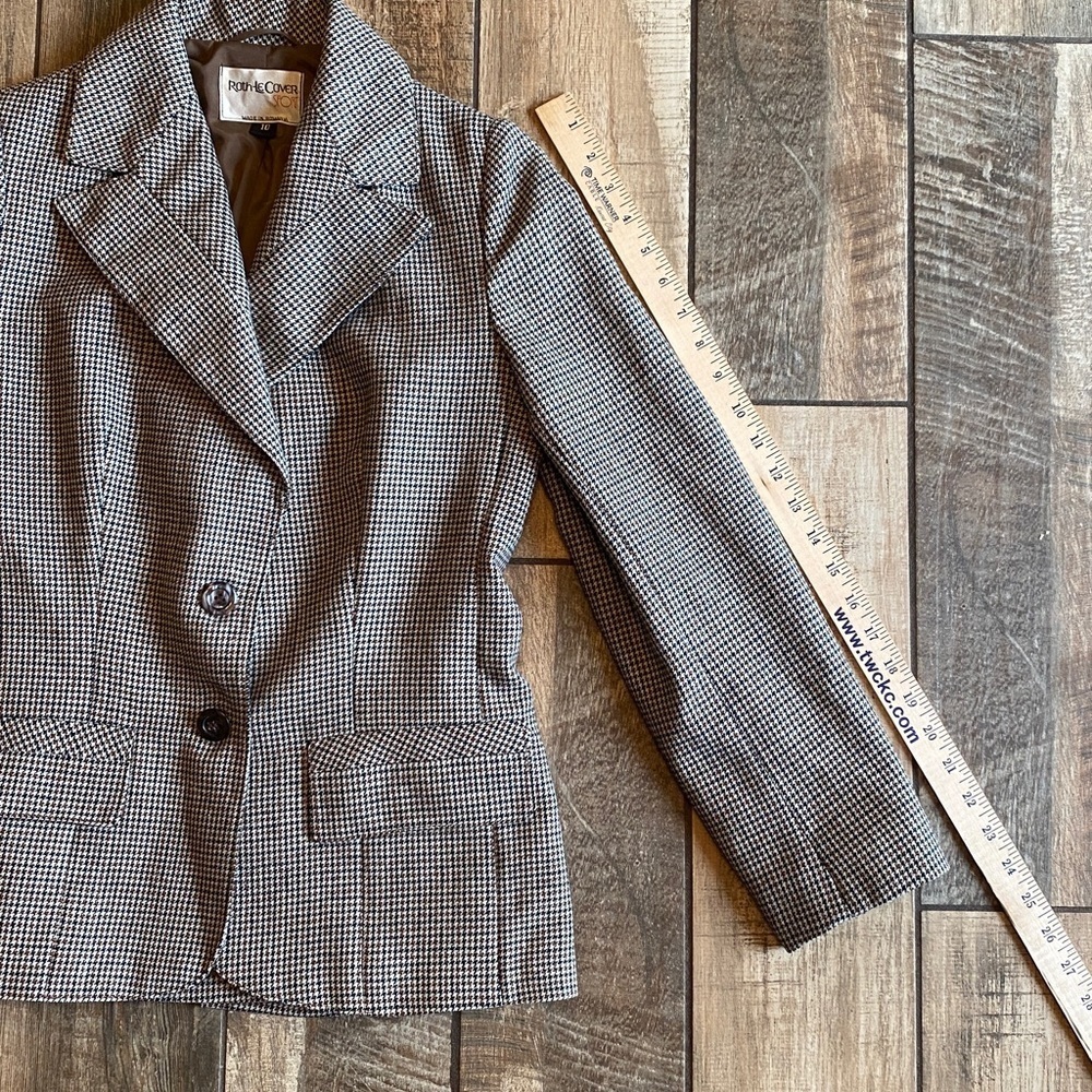 Vintage Roth-Lecover Black and Brown Houndstooth Blazer wool/polyester - Picture 10 of 13